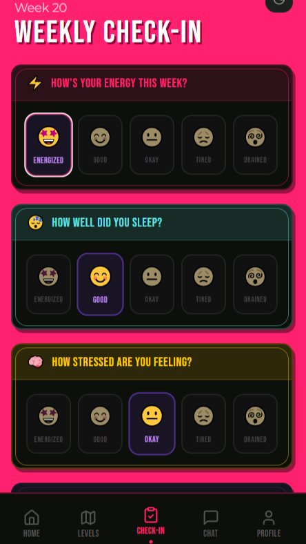 Morgane Fitness App — Check In