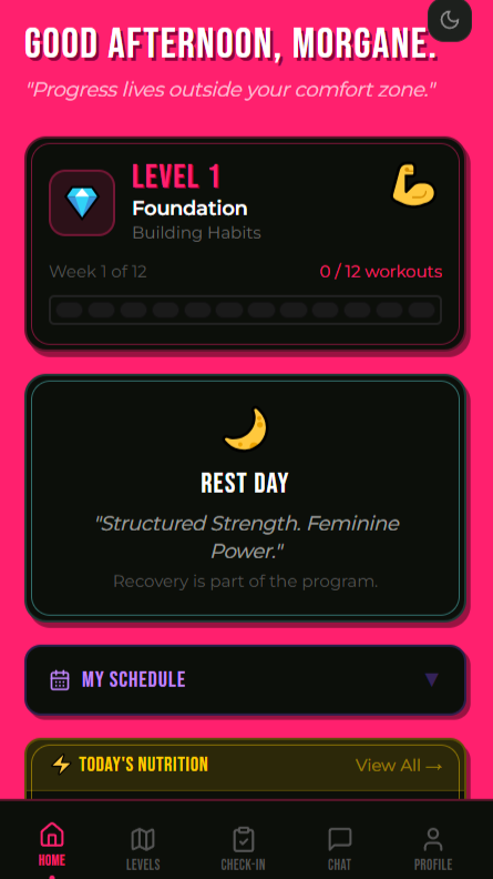 Morgane Fitness App — Dashboard