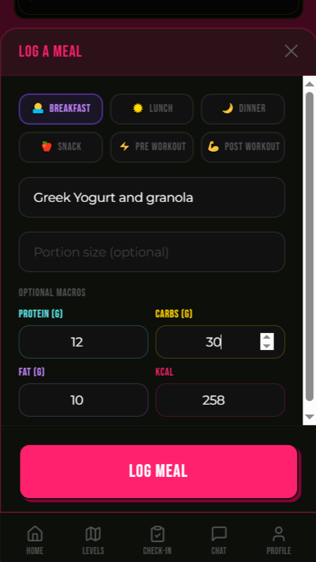 Morgane Fitness App — Meal